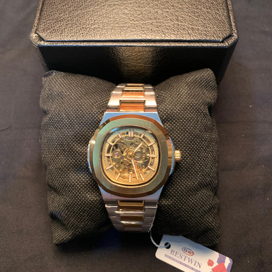 BESTWIN Skeleton Automatic Men's Watch – Two-Tone Steel