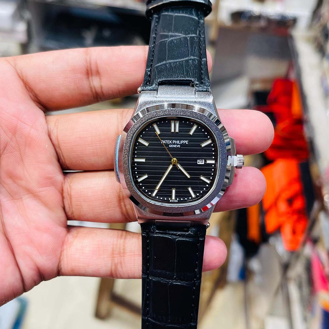 Patek Philippe Nautilus Black Dial – Leather Strap Edition