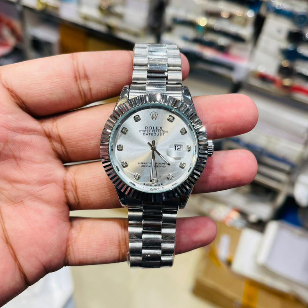 Rolex Datejust-Inspired – Stainless Steel | Diamond Marker Watch