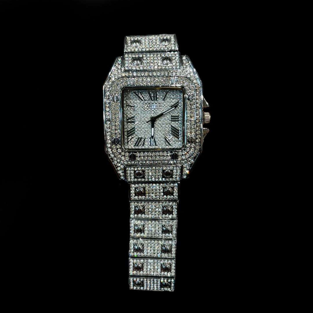 Cartier Iced Santos-Inspired – Fully Flooded Luxury Watch