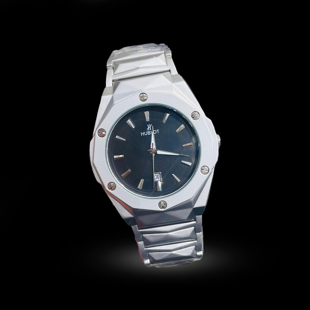 Hublot Octagon Series – Luxury Steel Watch (Silver, Black, Green Dials)