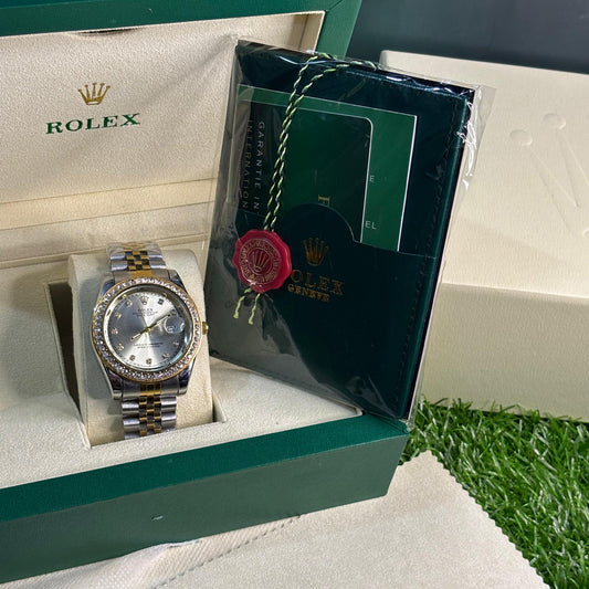 Rolex Oyster Perpetual Date Just Two-Tone Diamond Bezel