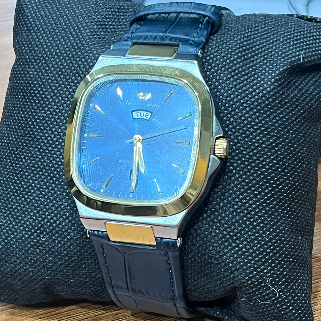 Success Way Royal Blue Dial Watch β Day & Date Display | Leather Strap