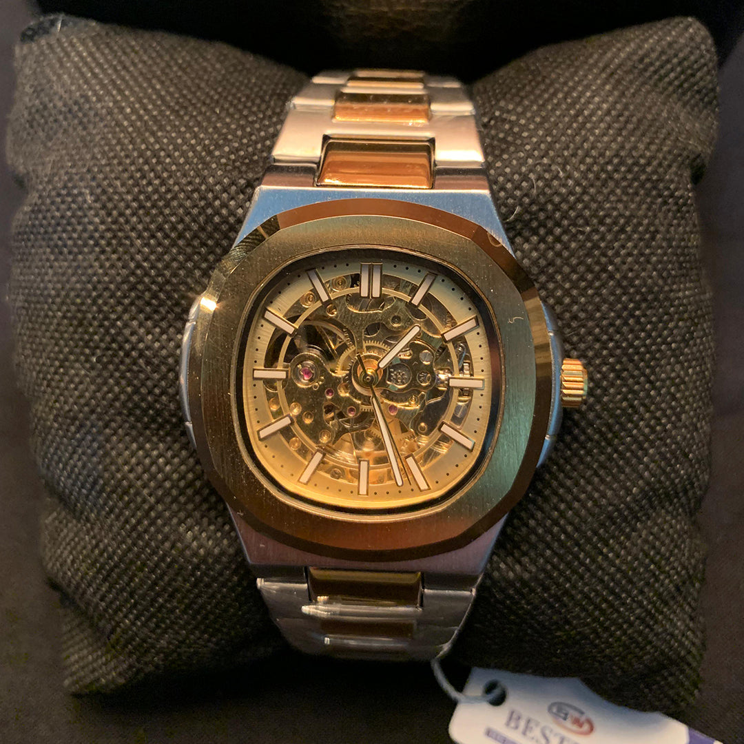 BESTWIN Skeleton Automatic Men's Watch – Two-Tone Steel
