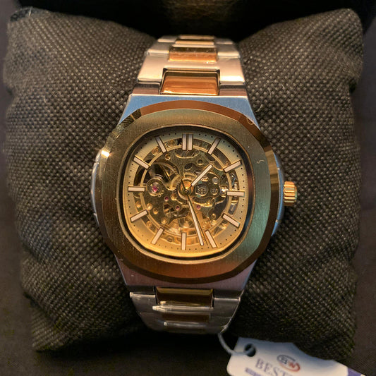 BESTWIN Skeleton Automatic Men's Watch – Two-Tone Steel