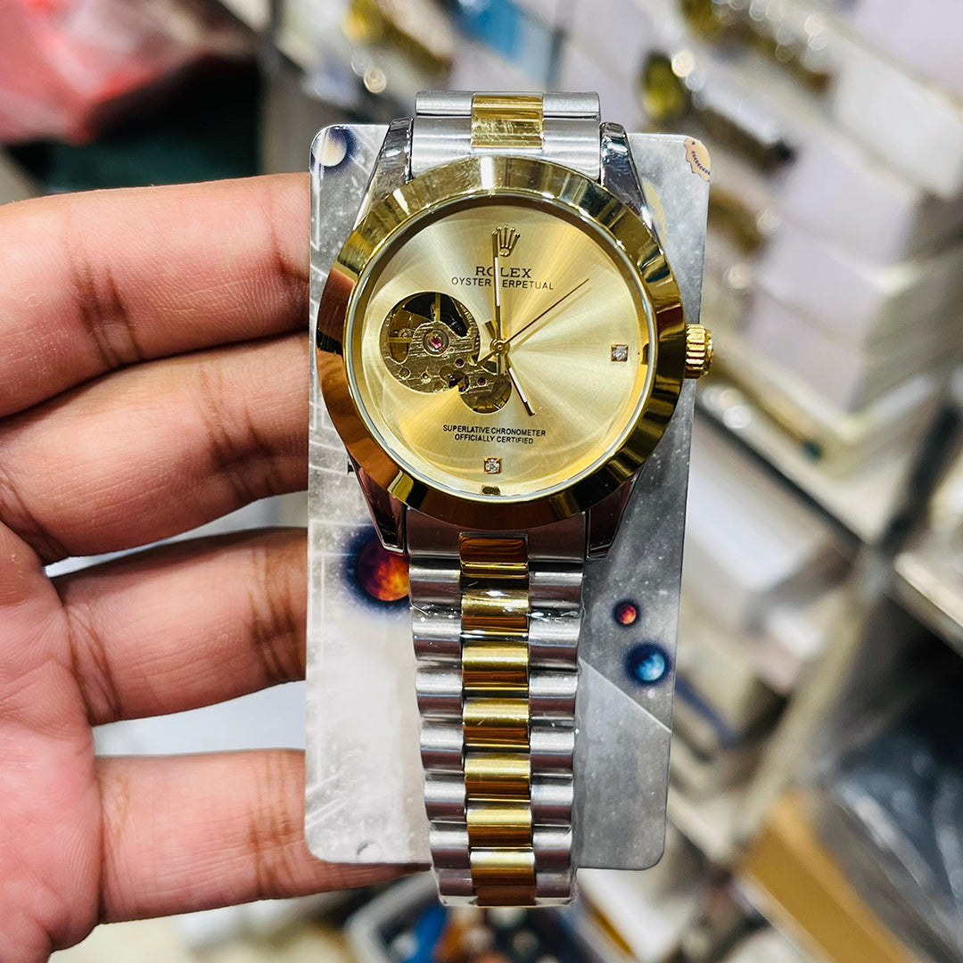 Rolex Oyster Perpetual-Inspired – Two-Tone - Skeleton Dial | Automatic Watch