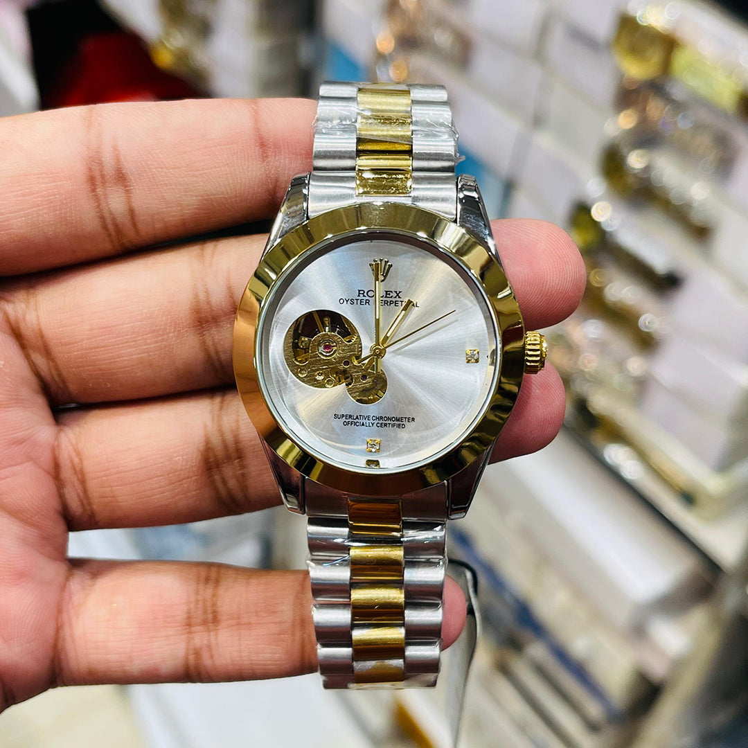 Rolex Oyster Perpetual-Inspired – Two-Tone - Skeleton Dial | Automatic Watch