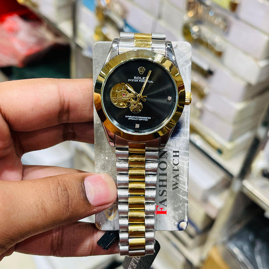 Rolex Oyster Perpetual-Inspired – Two-Tone - Skeleton Dial | Automatic Watch