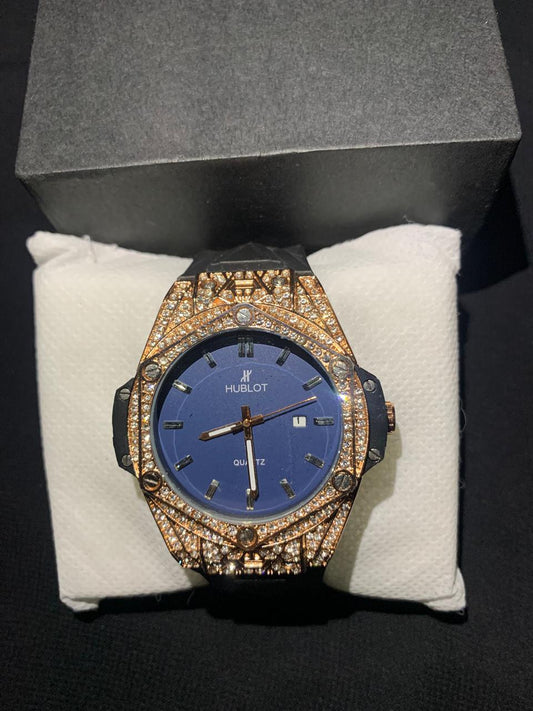 Hubloat Royal Quartz Watch – Midnight Blue & Gold