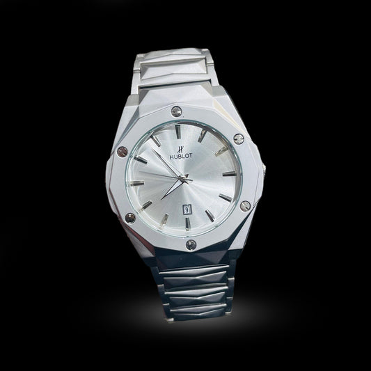 Hublot Octagon Series – Luxury Steel Watch (Silver, Black, Green Dials)