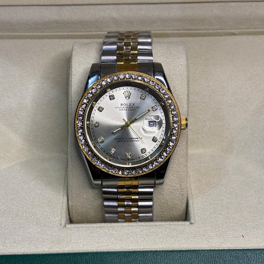 Rolex Oyster Perpetual Date Just Two-Tone Diamond Bezel