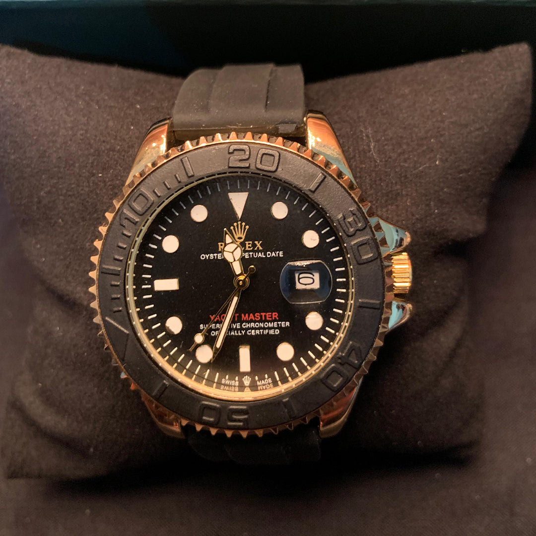 Rolex Yacht-Master – Black Dial with Rubber Strap (Luxury Sports Edition)
